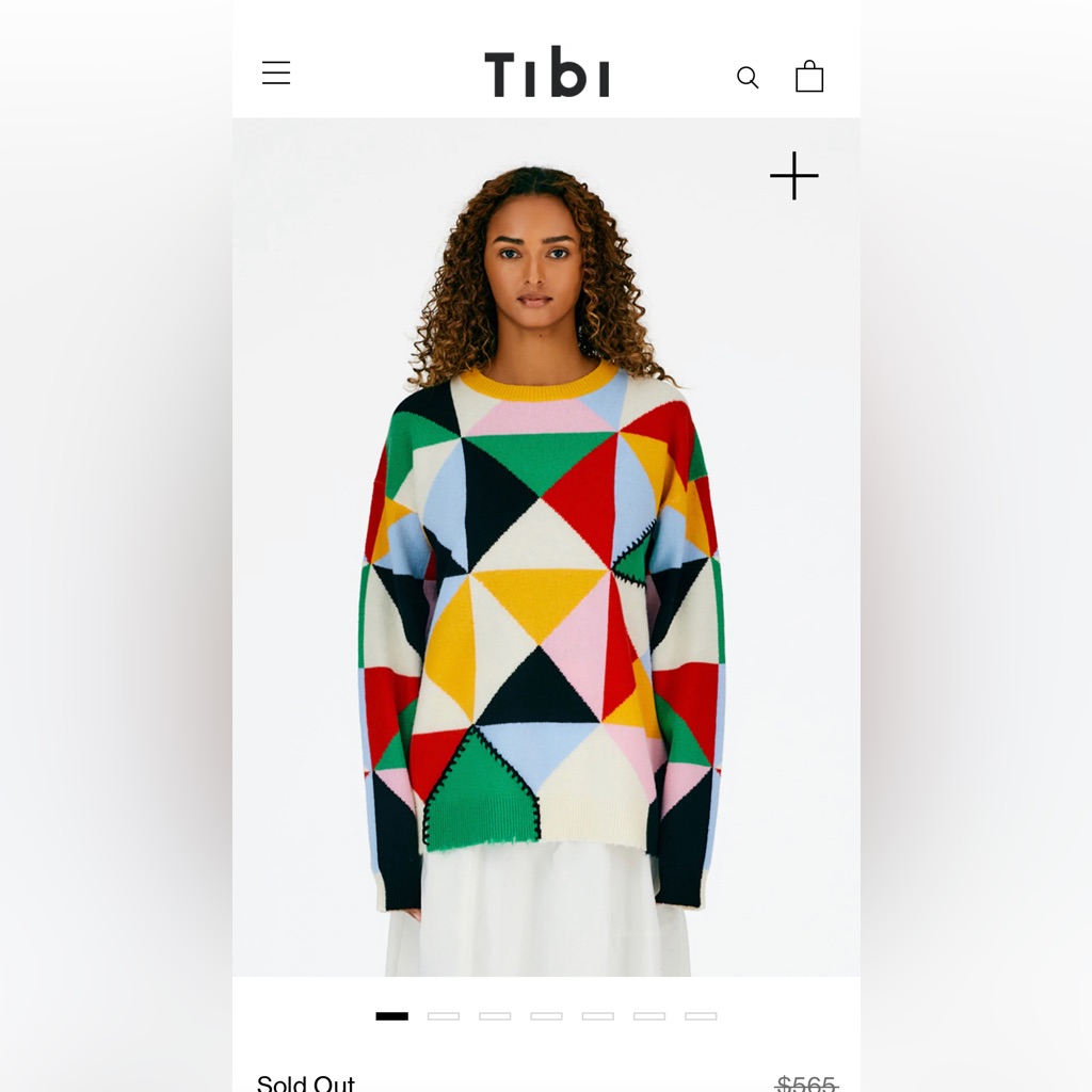 Tibi Multicolor Intarsia Sweater, Size S